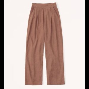 Linen-Blend Pull-On Wide Leg Pant in Brown - S R - Abercrombie & Fitch